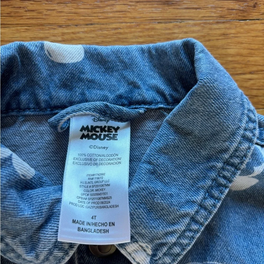 Mickey Mouse embroidered‎ denim jacket cotton girls toddler 4 yrs old